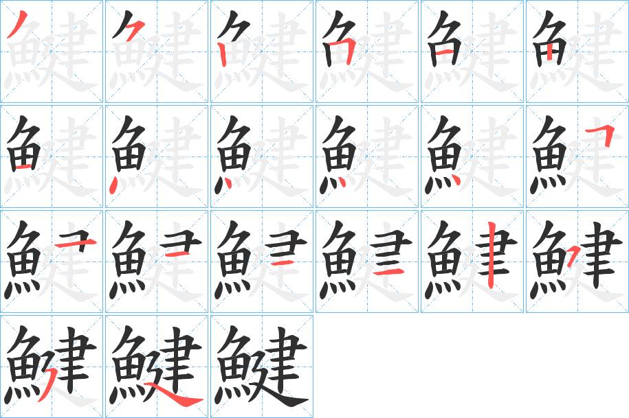 鰎字的笔顺，共19画