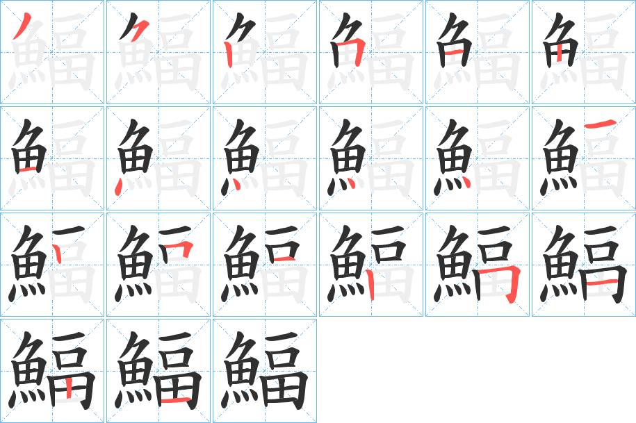 鰏字的笔顺，共20画