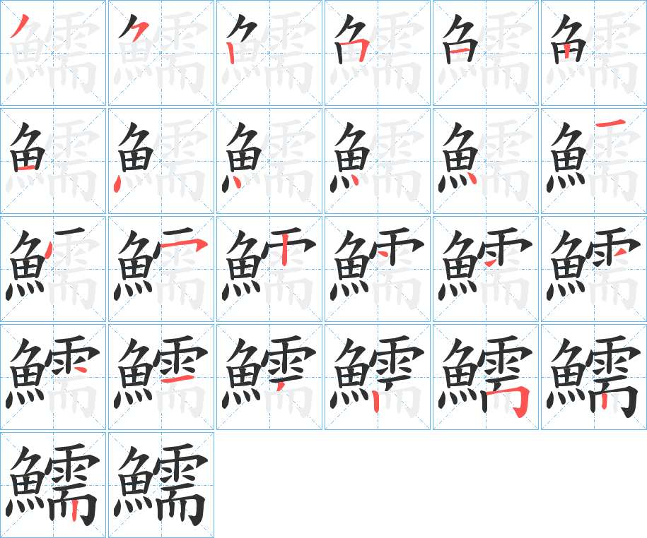 鱬字的笔顺，共25画