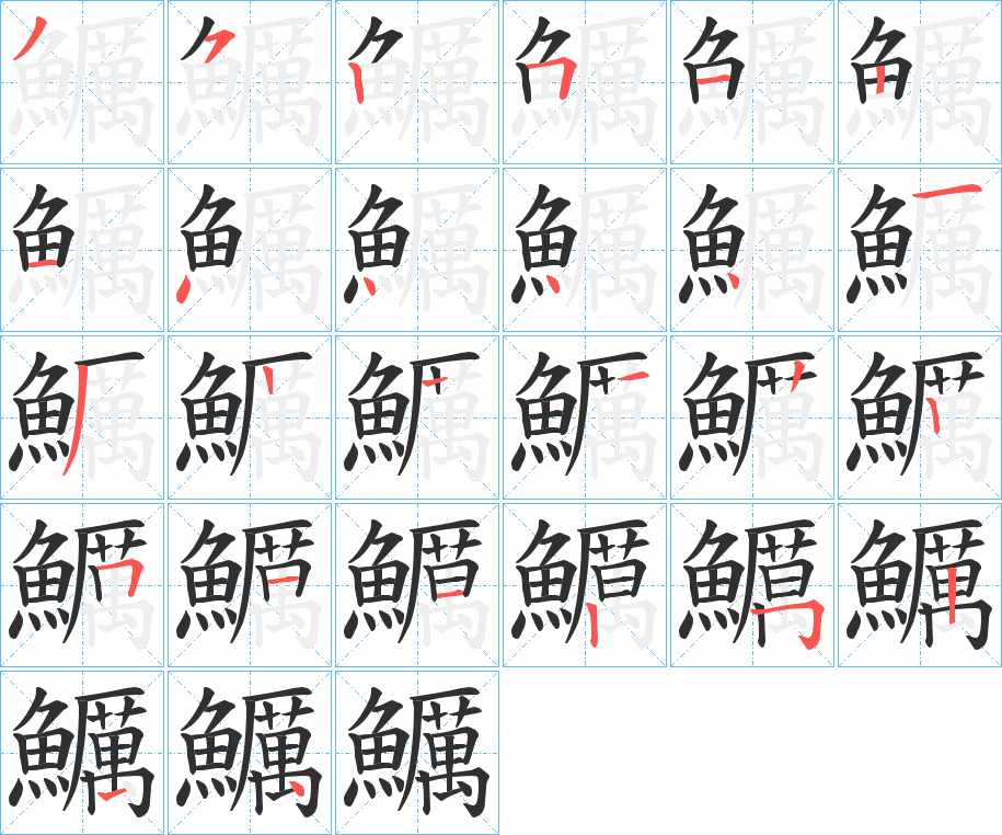 鱱字的笔顺，共25画