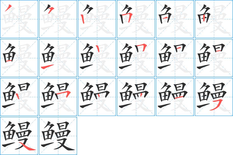 鳗字的笔顺，共19画