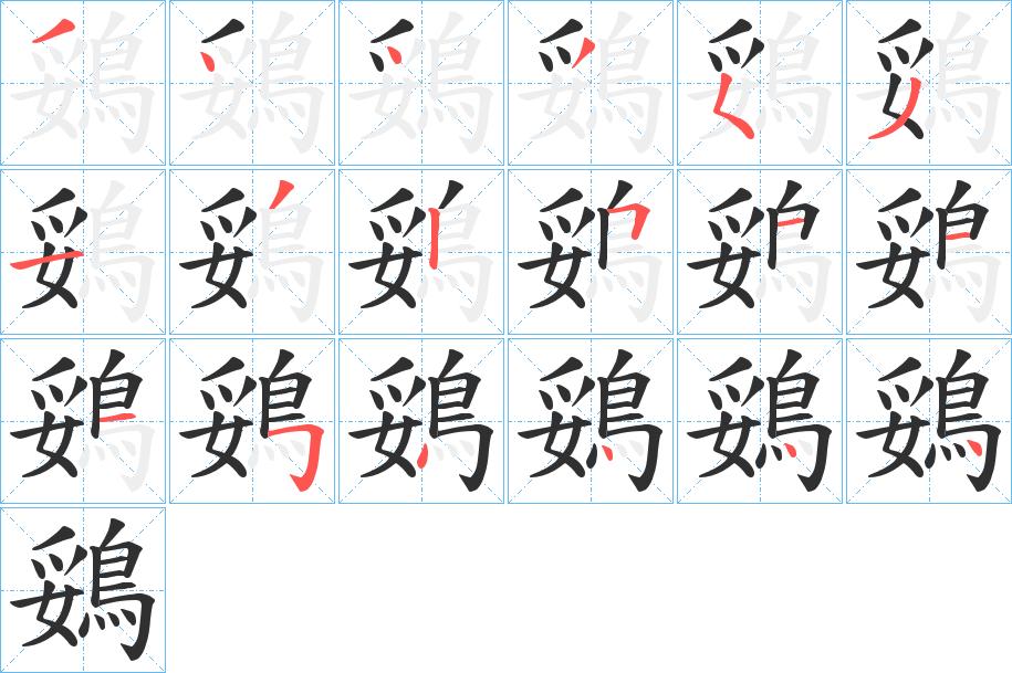 鵎字的笔顺，共18画