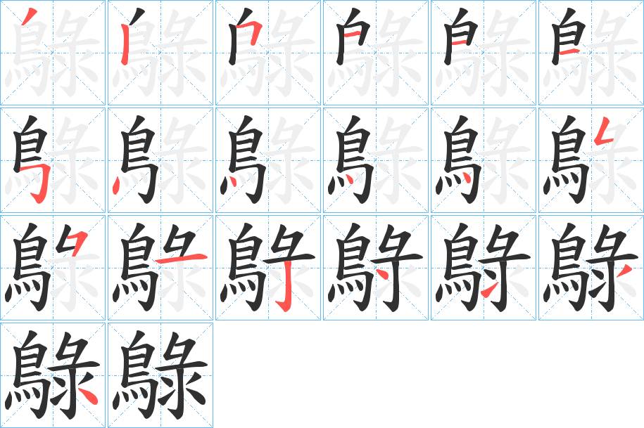 鵦字的笔顺，共19画