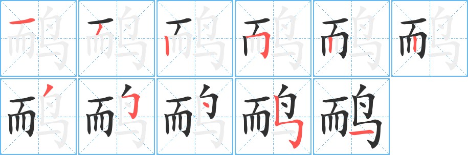 鸸字的笔顺，共11画