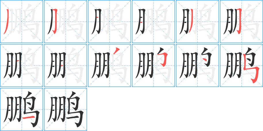 鹏字的笔顺，共13画