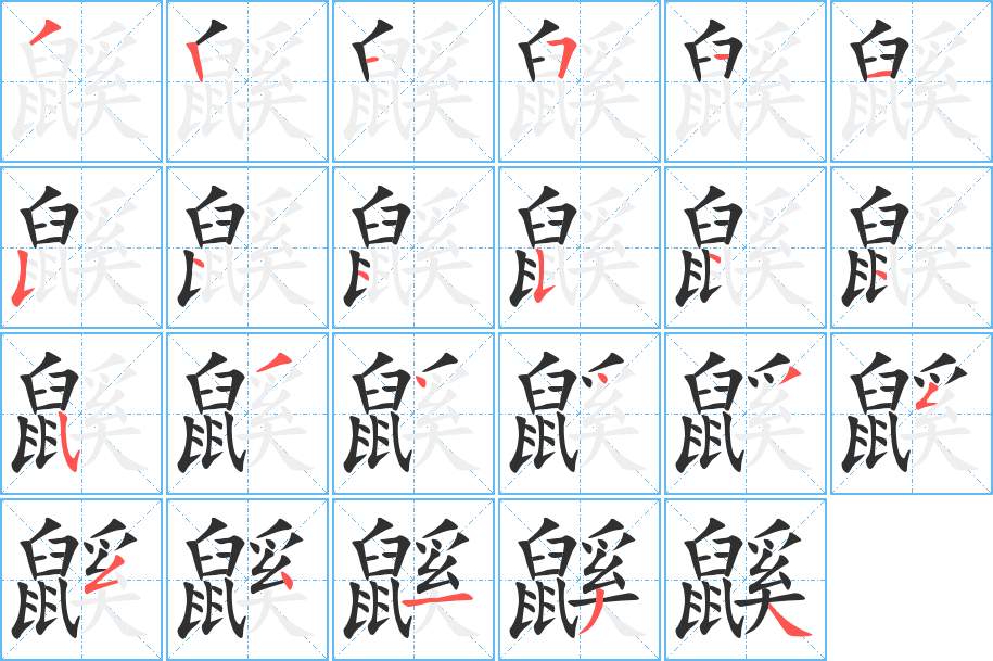 鼷字的笔顺，共23画